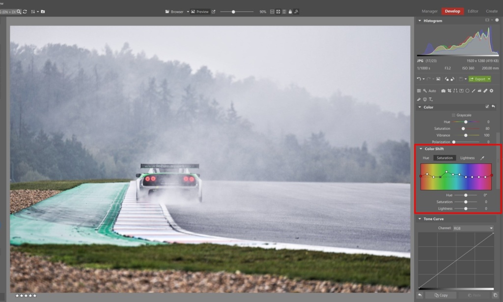 How to Edit Car Racing Photos - color shift